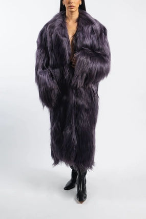Long Goat Hair Shawl Coat Eco Friendly Material Flexible Shoulder Panels