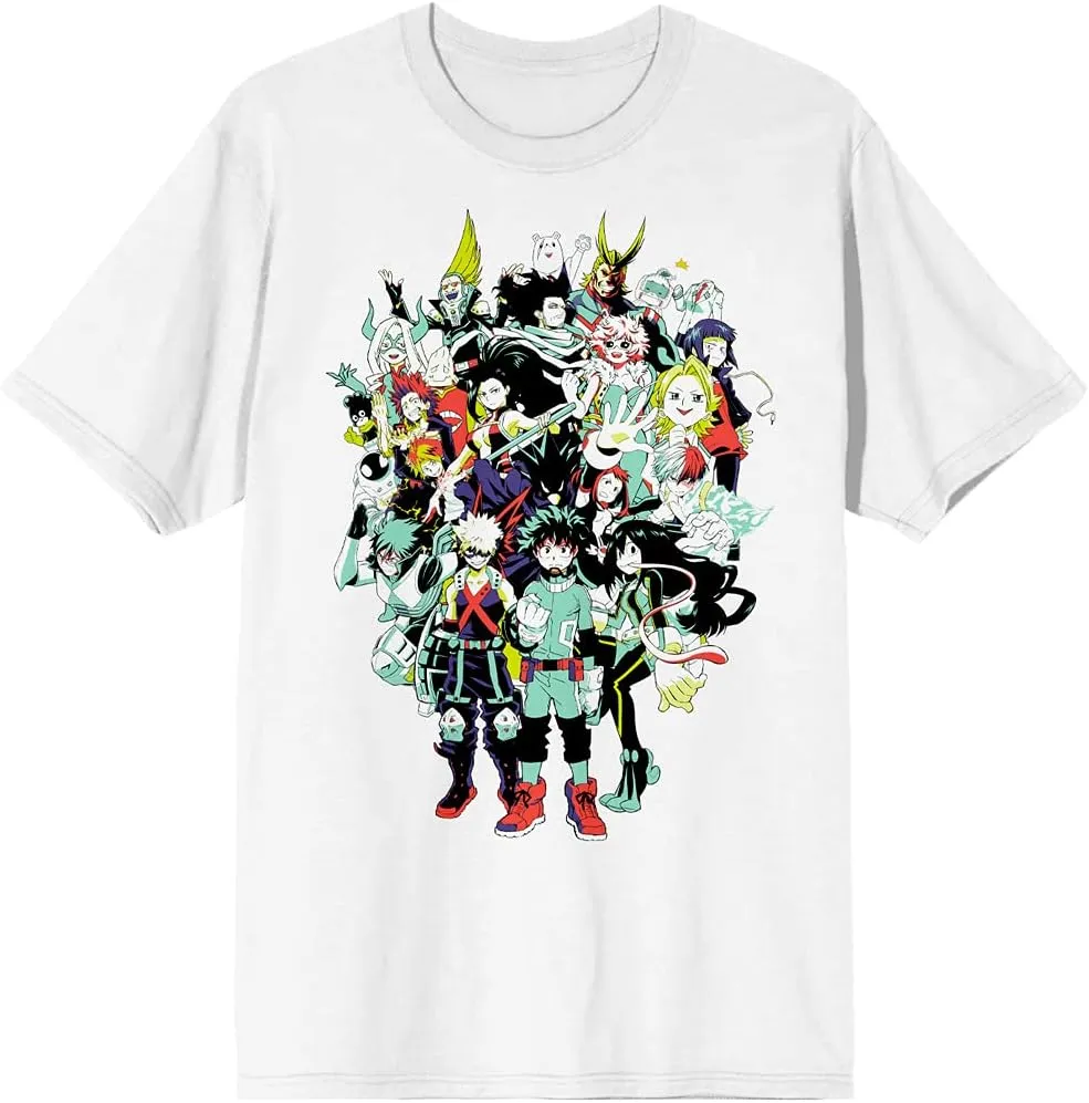My Hero Academia Anime Characters Mens White Graphic Tee Shirt