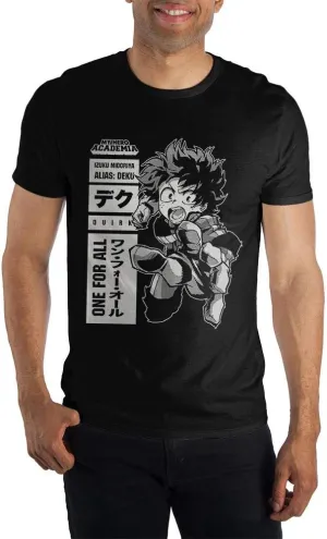 My Hero Academia Character Anime Cartoon Mens Black Graphic Tee Shirt