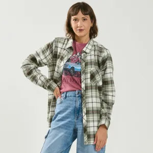 mySTYLE Women's Flannel Long-Sleeve Collared Shirt