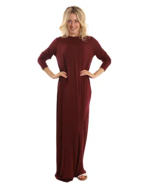 N5014-24A Dark Cherry Scattered Butterfly Cotton Button Down Nightgown