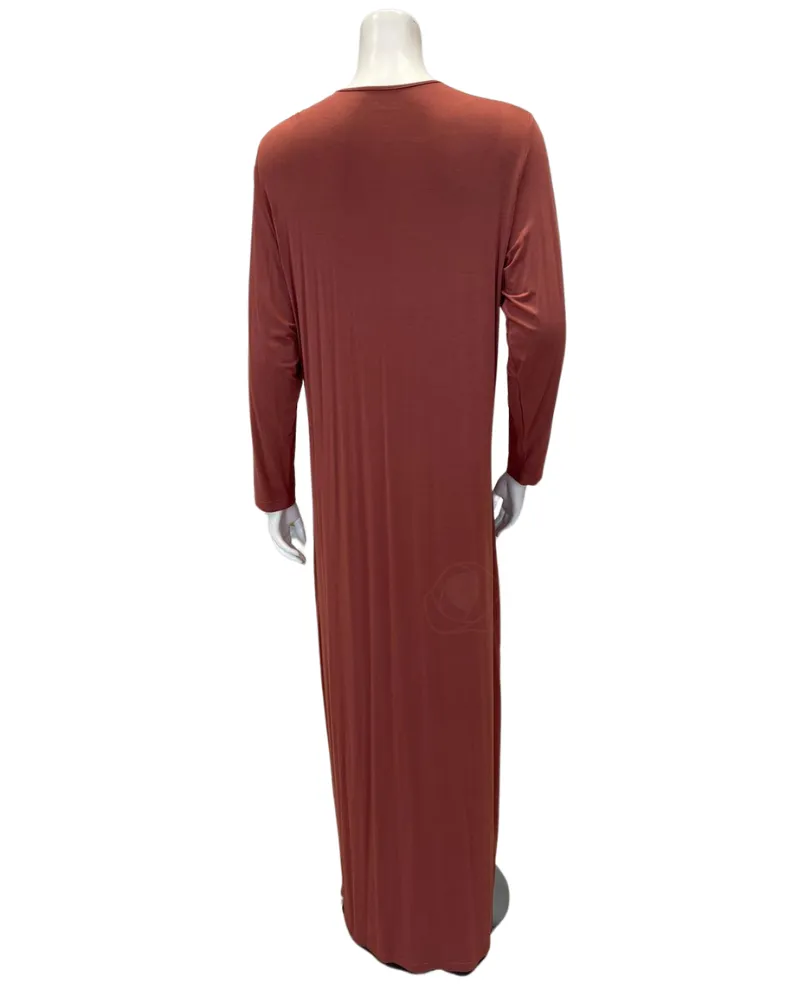N5023-23B Withered Rose Color Inset Bamboo Cotton Nursing Nightgown