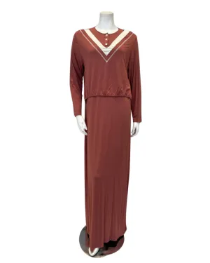 N5023-23B Withered Rose Color Inset Bamboo Cotton Nursing Nightgown