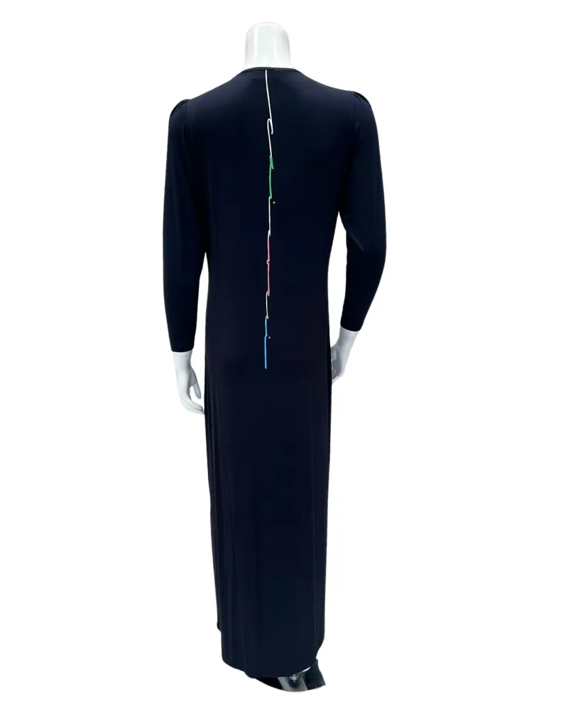 N5071-24PO Thin Script Black Cotton Teen Nightgown
