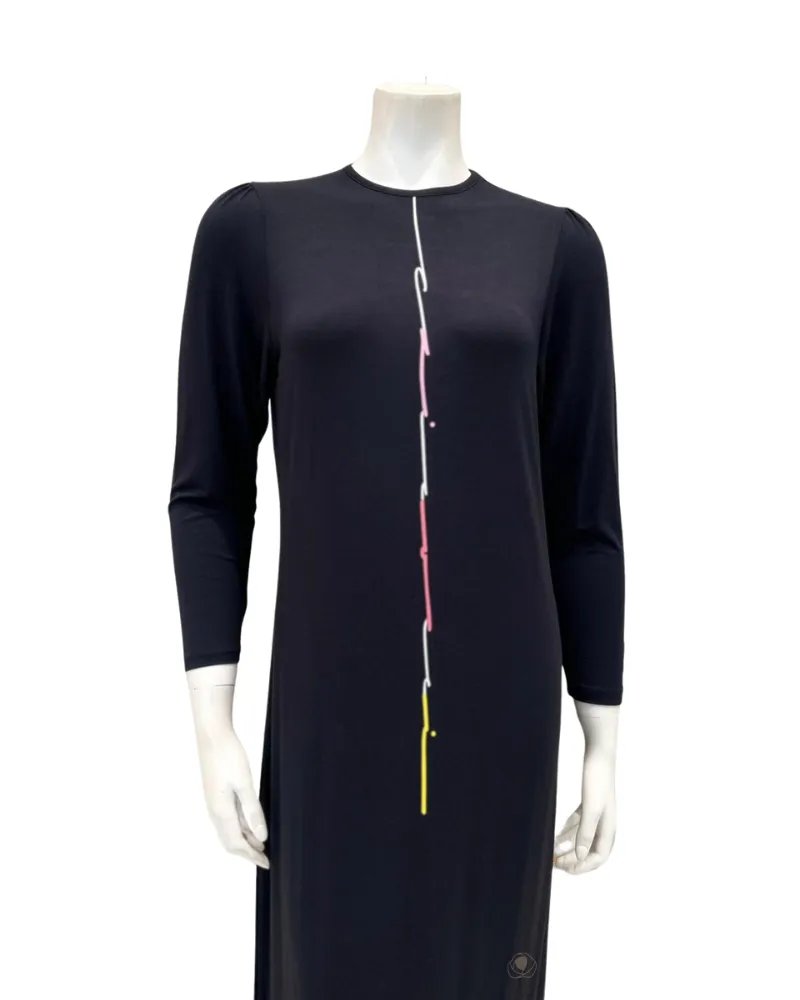N5071-24PO Thin Script Black Cotton Teen Nightgown