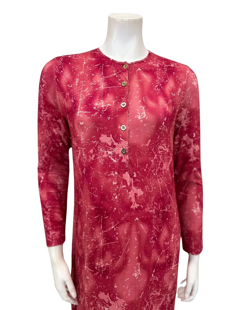 N5079-24A Strawberry Ice Camo Design Cotton Button Down Nightgown