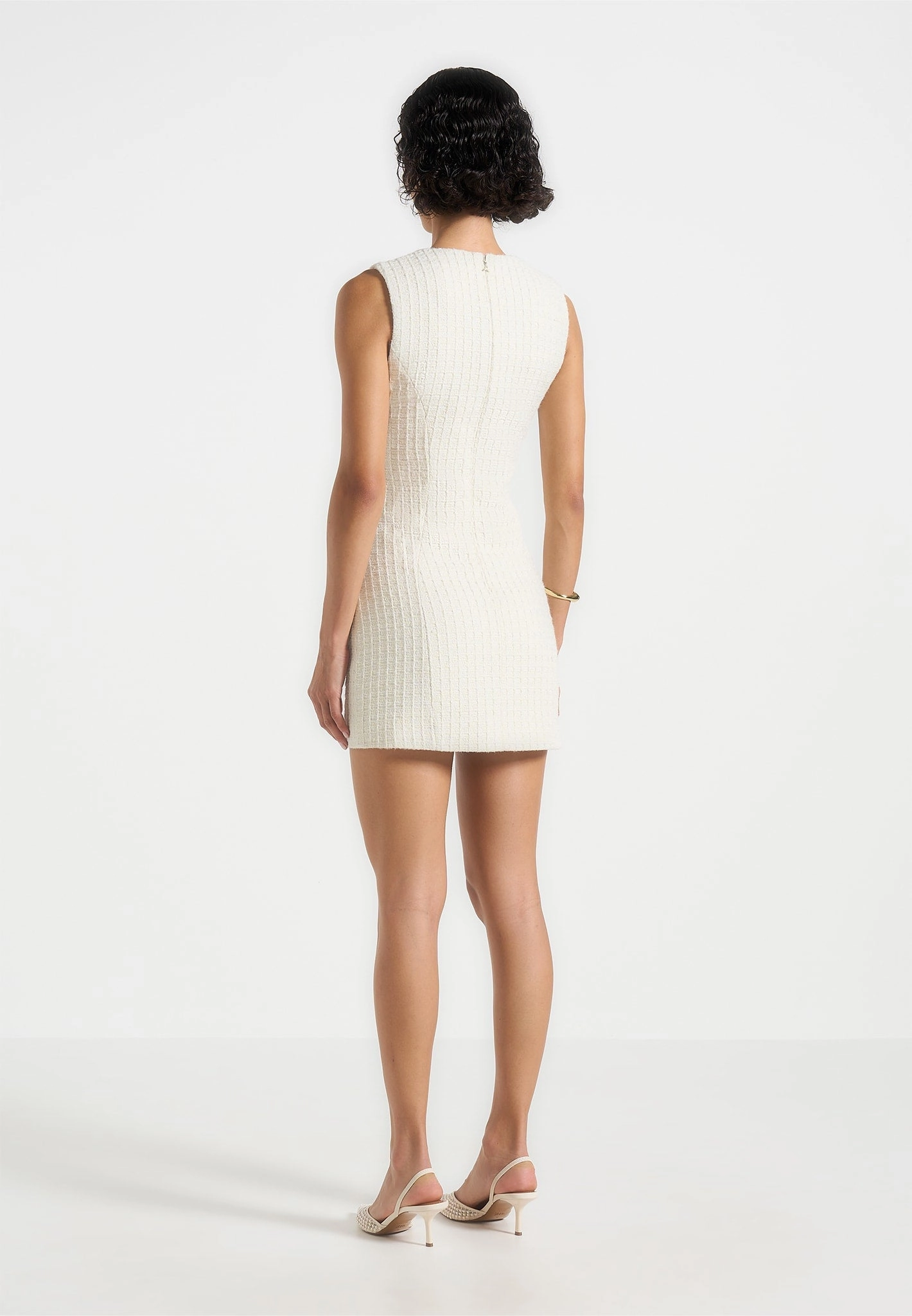 Nadine - Tweed Mini Dress - Cream Minimal Fit Minimal Motion