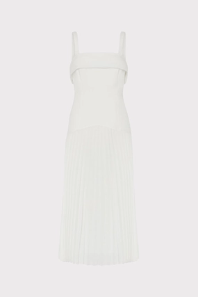 Lace Fine Bold Touch Nala Poplin Pleated Combo Midi Dress