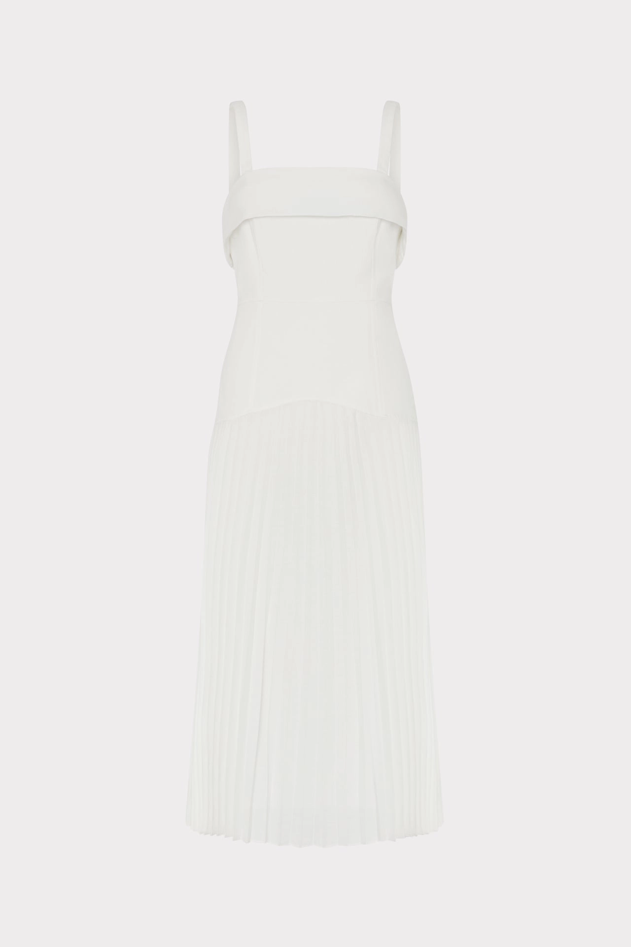 Nala Poplin Pleated Combo Midi Dress Smooth Line