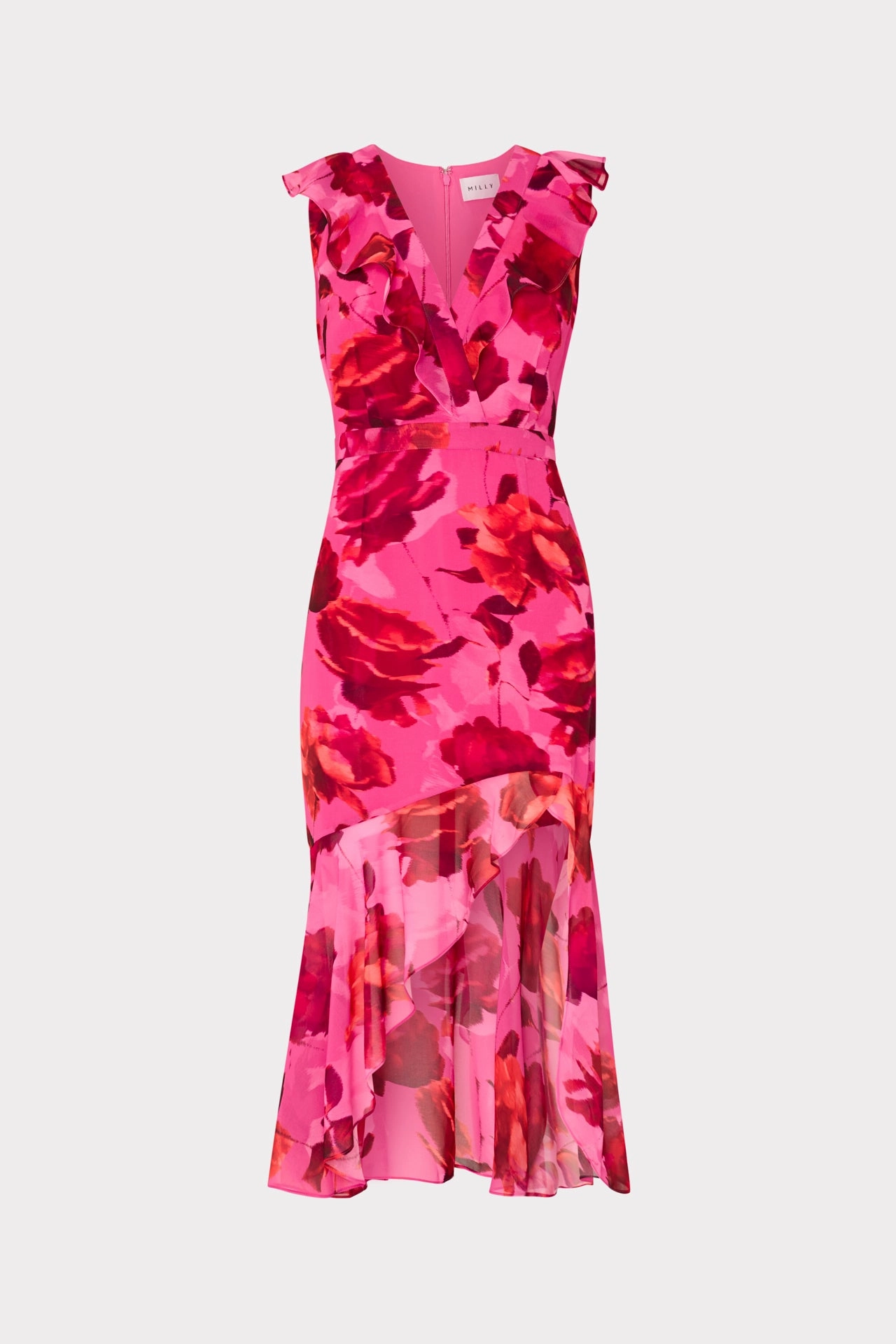 Nanci Blurred Blossom Ruffle Dress Versatile Layers