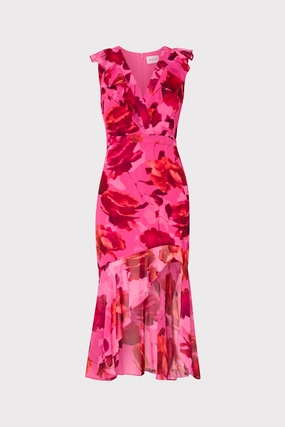 Festival-Ready CrinkleResistantWeave Nanci Blurred Blossom Ruffle Dress
