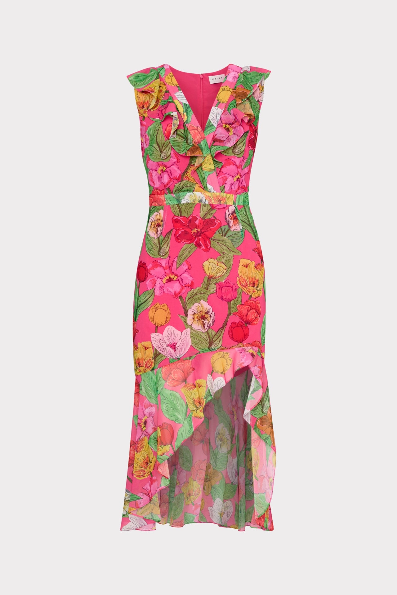 Silky Movement Nanci Tulip Rosette Ruffle Dress