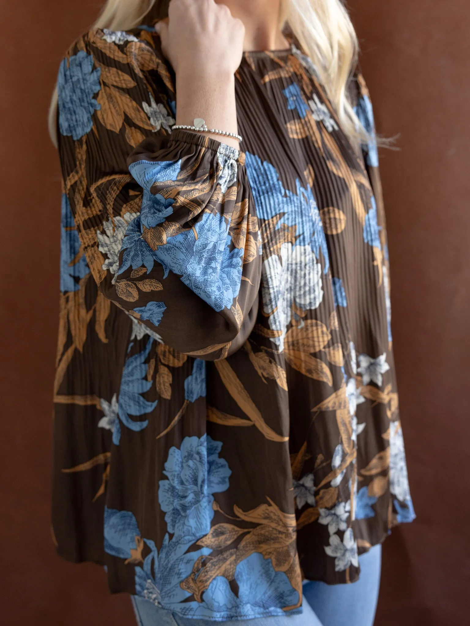 Casual Tank hypoallergenic material Nancy Pleated Floral Blouse