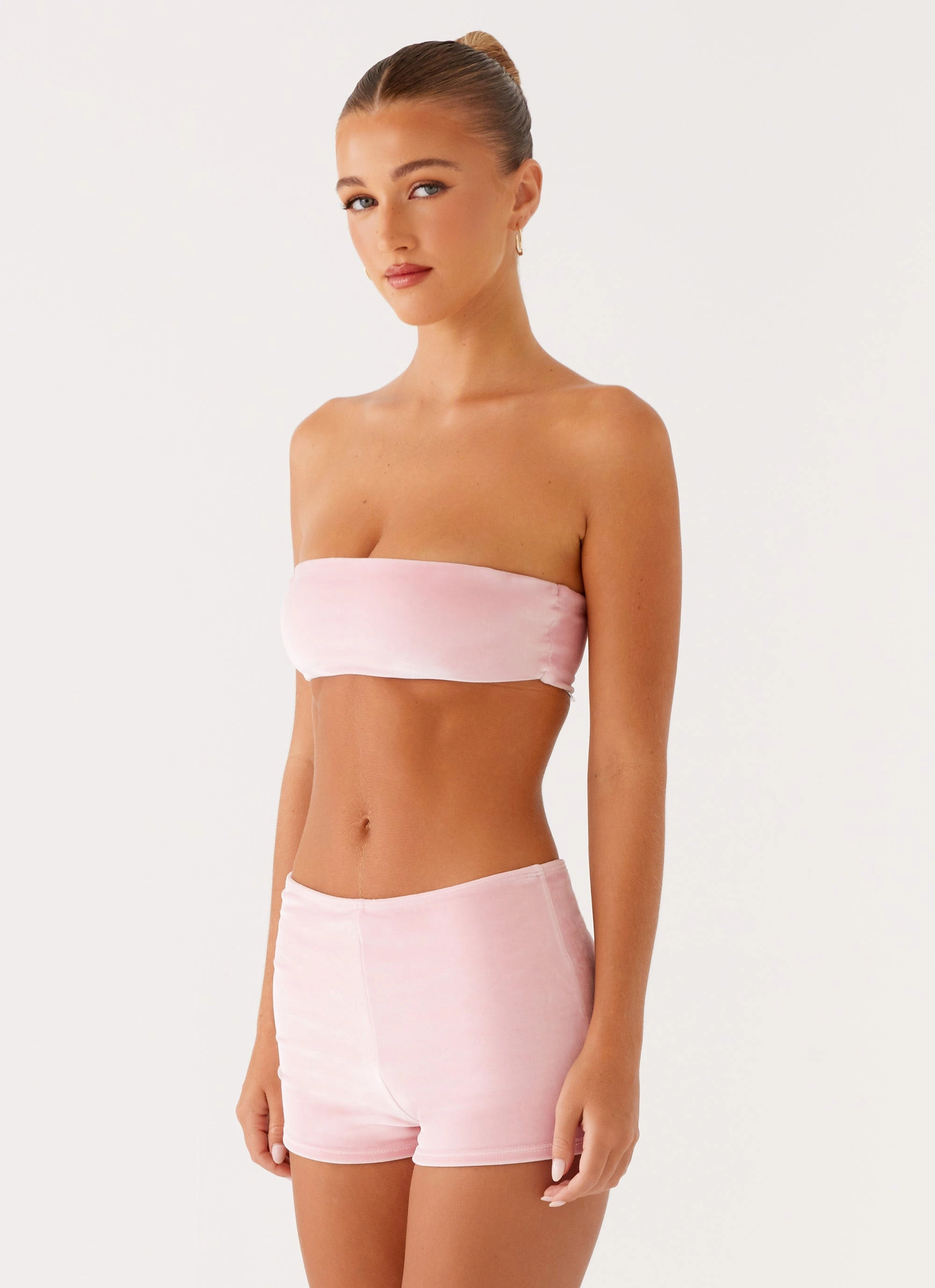 matching Fade Resistant Finish Natalina Bandeau Swim Top - Pink
