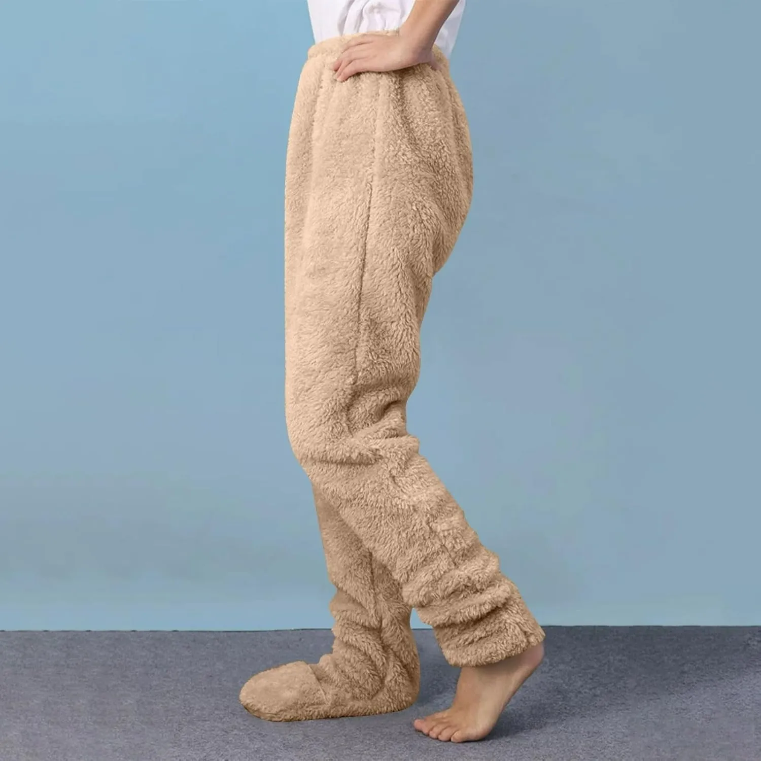 NATHGAM Fleece Pajama Pants Women Sherpa Warm Plus Size Lounge Pants Casual Soft Thermal Bottoms Comfy Winter Fuzzy Pj Pants