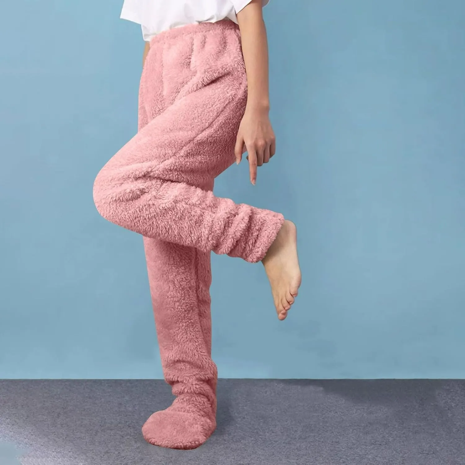 NATHGAM Fleece Pajama Pants Women Sherpa Warm Plus Size Lounge Pants Casual Soft Thermal Bottoms Comfy Winter Fuzzy Pj Pants
