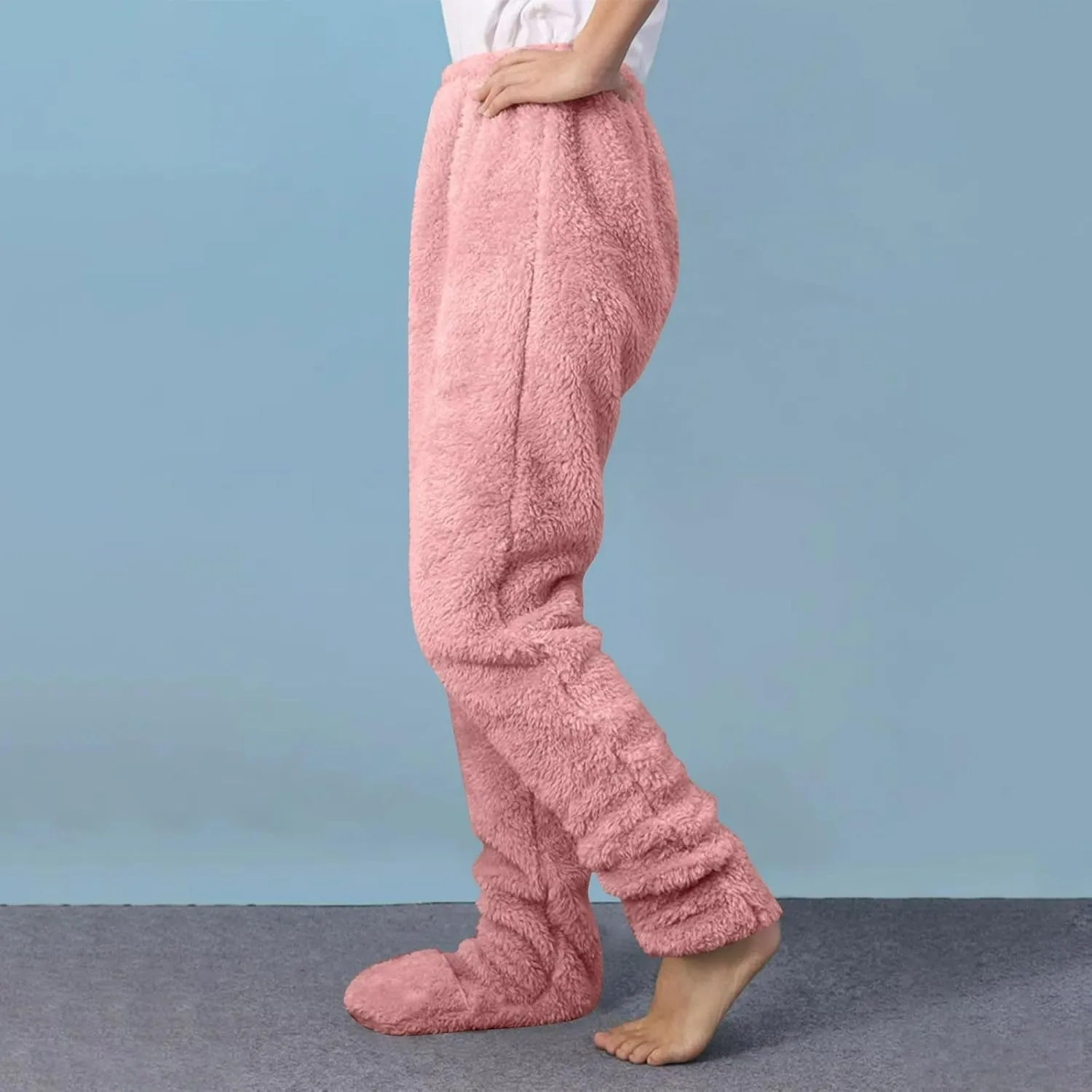 NATHGAM Fleece Pajama Pants Women Sherpa Warm Plus Size Lounge Pants Casual Soft Thermal Bottoms Comfy Winter Fuzzy Pj Pants