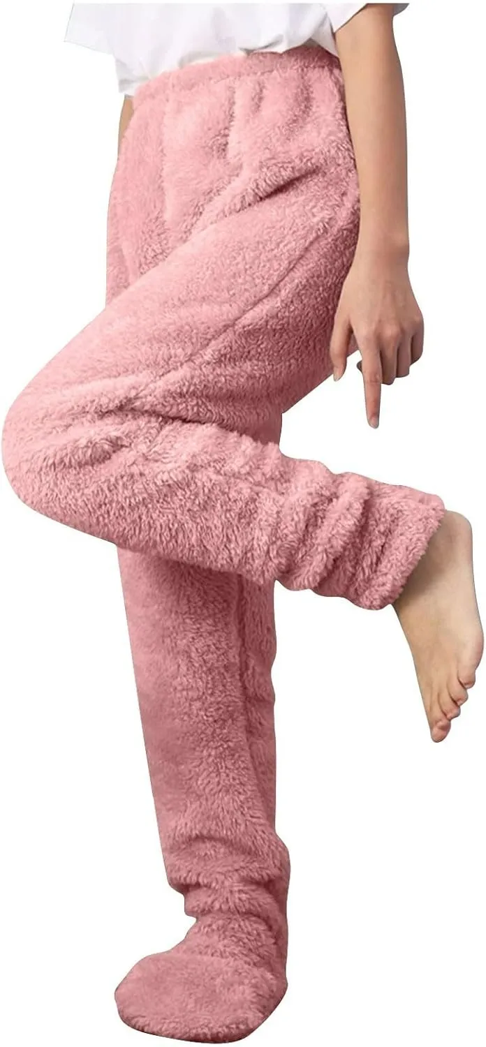 NATHGAM Fleece Pajama Pants Women Sherpa Warm Plus Size Lounge Pants Casual Soft Thermal Bottoms Comfy Winter Fuzzy Pj Pants