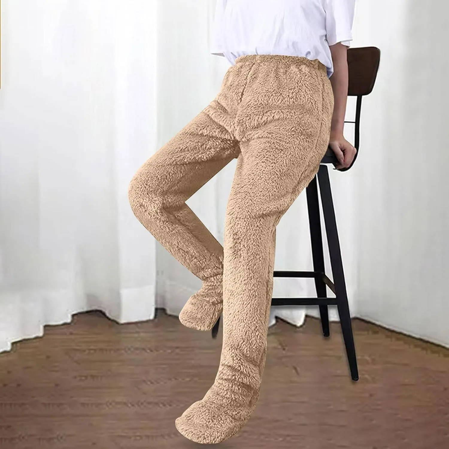 NATHGAM Fleece Pajama Pants Women Sherpa Warm Plus Size Lounge Pants Casual Soft Thermal Bottoms Comfy Winter Fuzzy Pj Pants