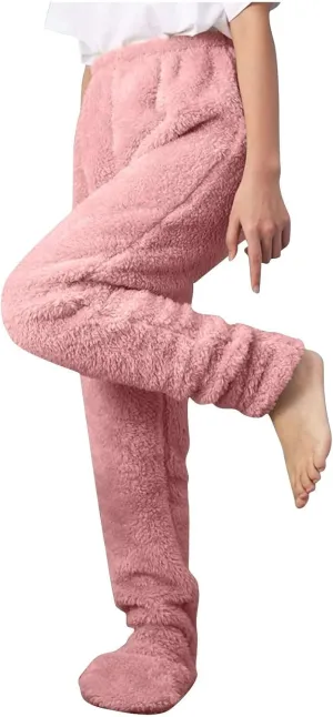 NATHGAM Fleece Pajama Pants Women Sherpa Warm Plus Size Lounge Pants Casual Soft Thermal Bottoms Comfy Winter Fuzzy Pj Pants