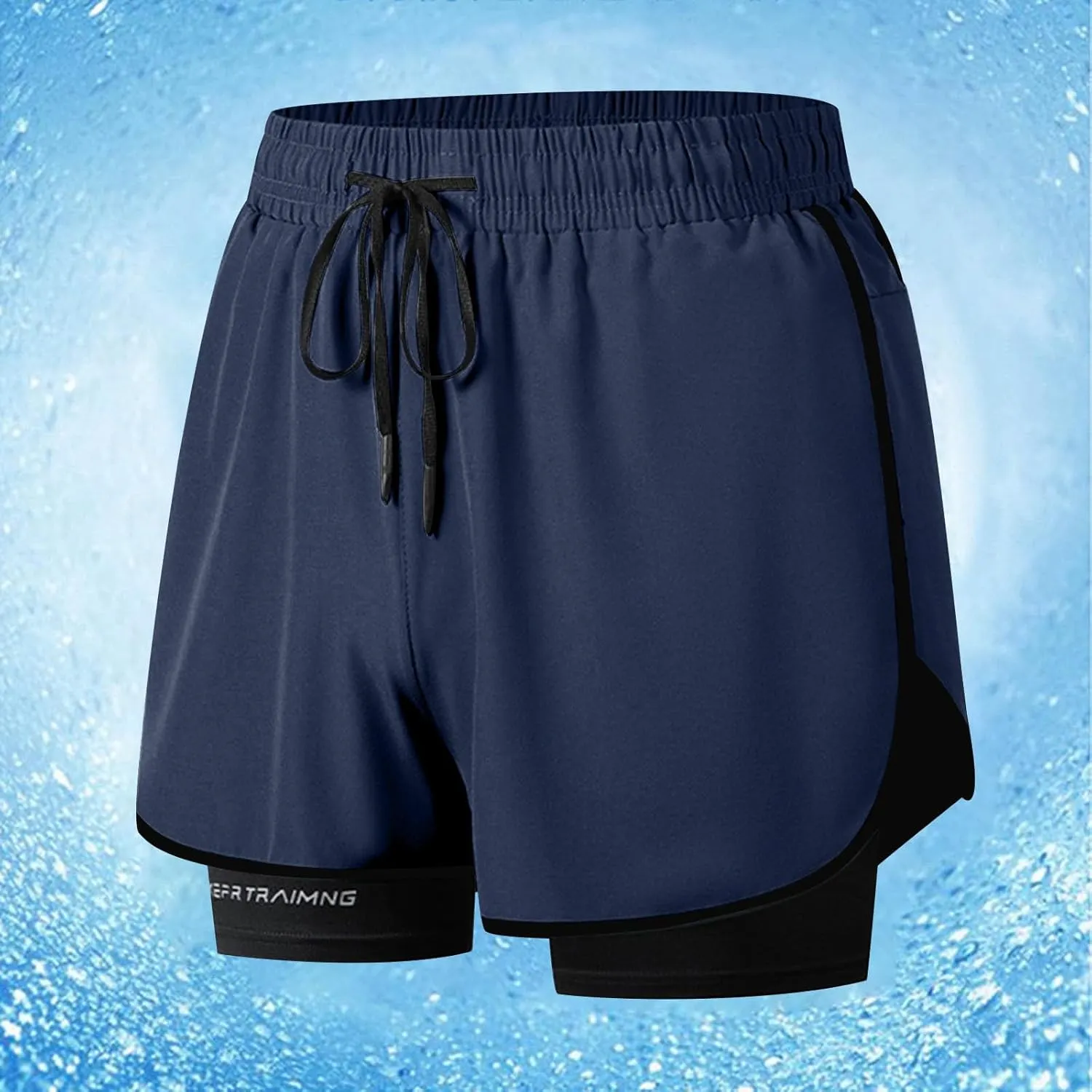 NATHGAM Men's 2 in 1 Running Shorts Quick Dry Workout Gym Short Pants with Compression Liner Tennis Training Athletic Shorts