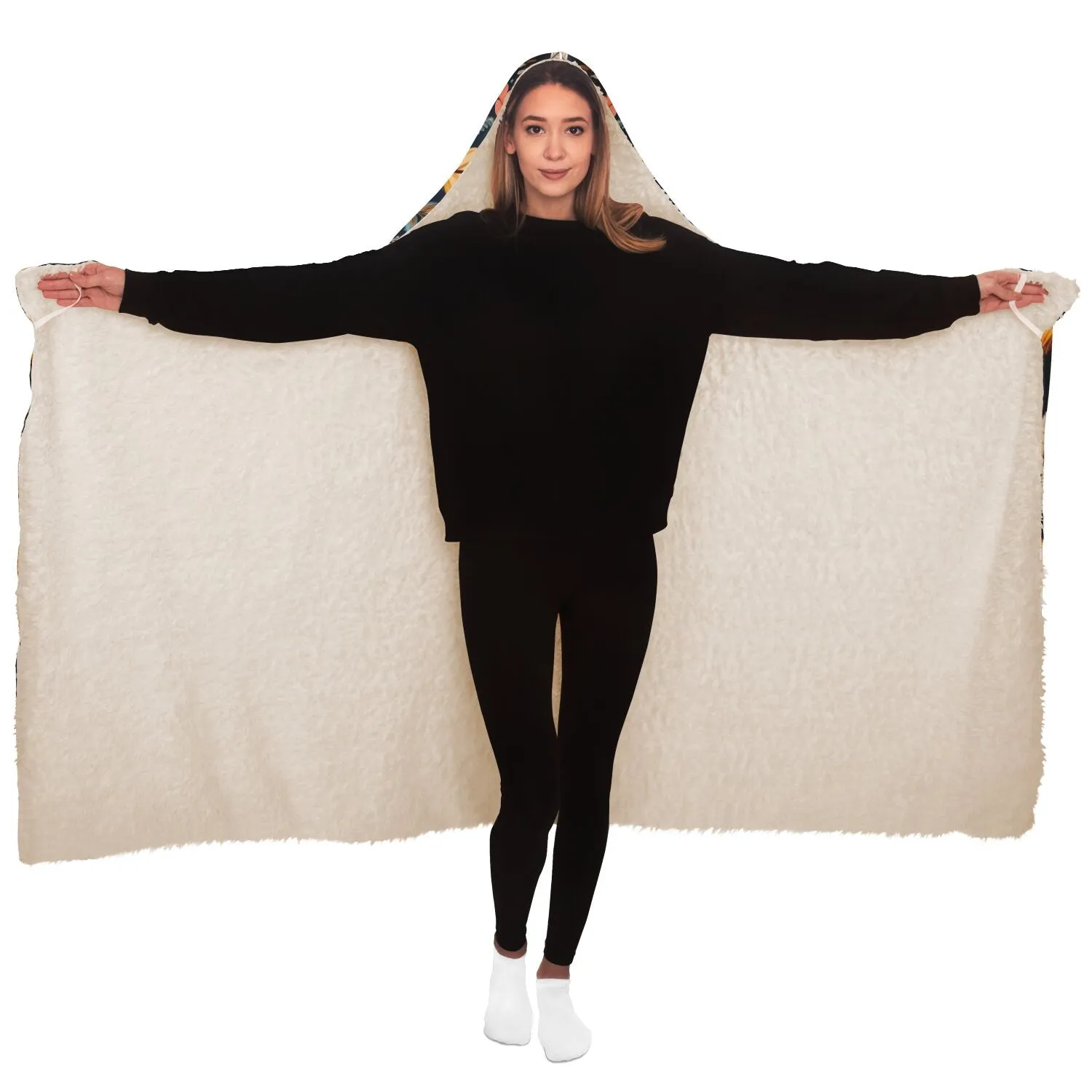 Native American Indian Feathers Hooded Blanket - All Over Print Hooded Throw
