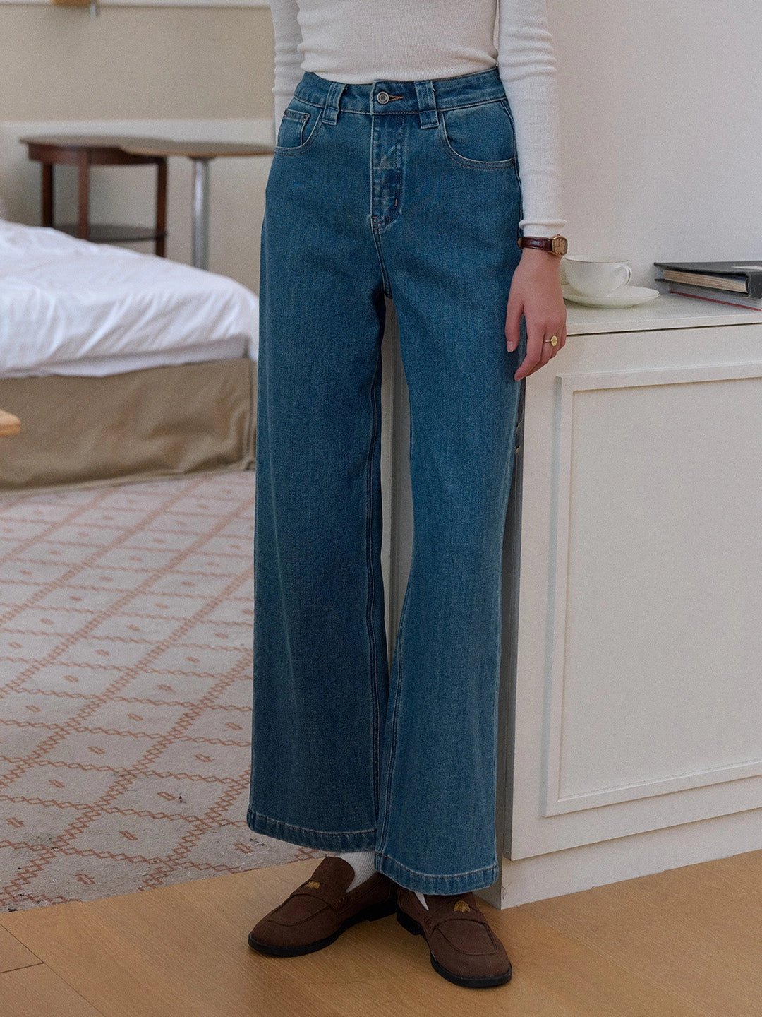 Alexis Straight Lyocell Cotton Jeans Flattering Look