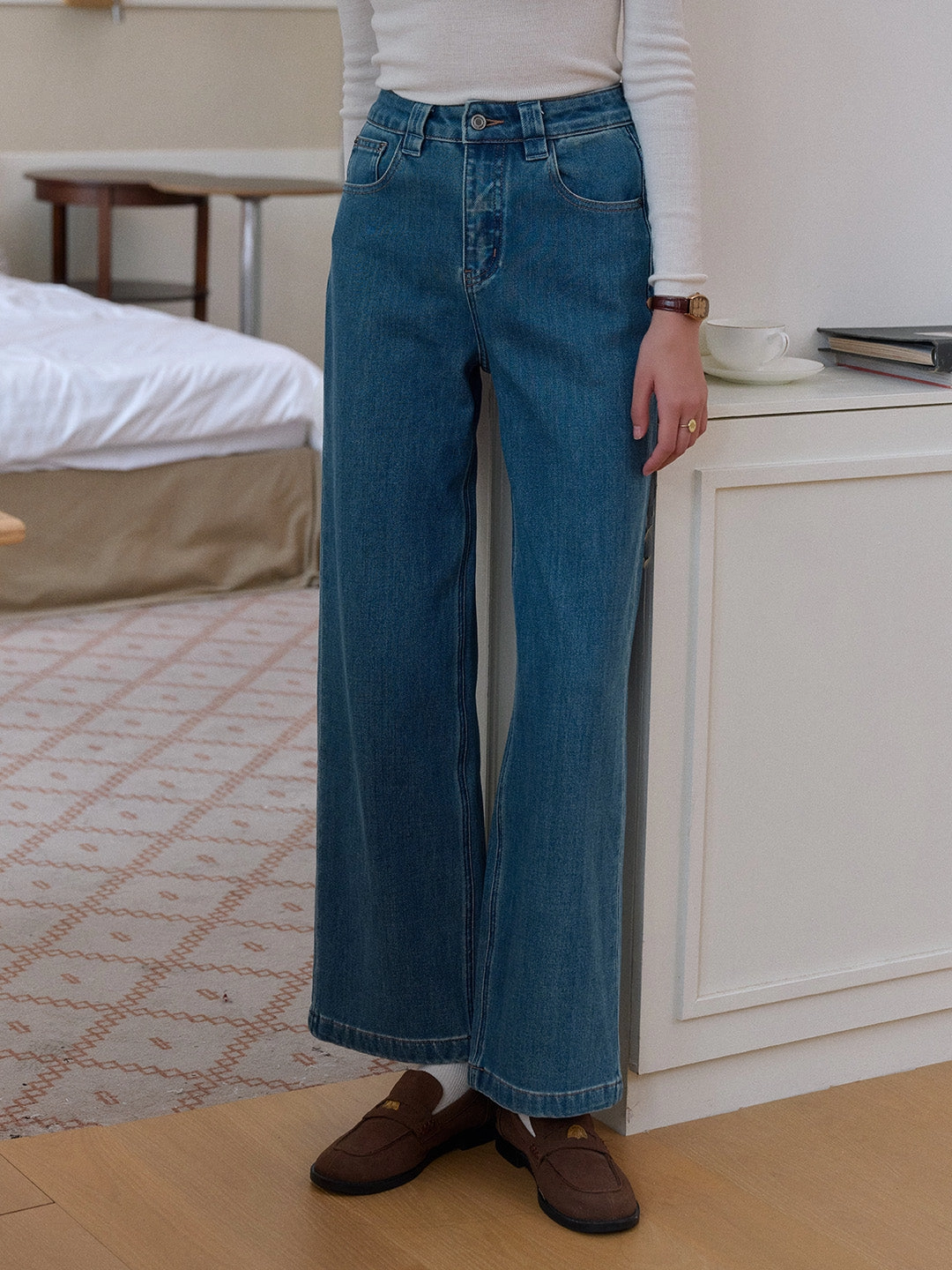 Flat Lock Seams Comfort Focused Alexis Straight Lyocell Cotton Jeans