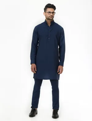 NAVY COTTON SILK KURTA PAJAMA