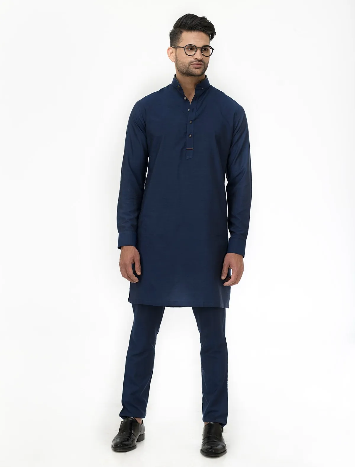 NAVY COTTON SILK KURTA PAJAMA
