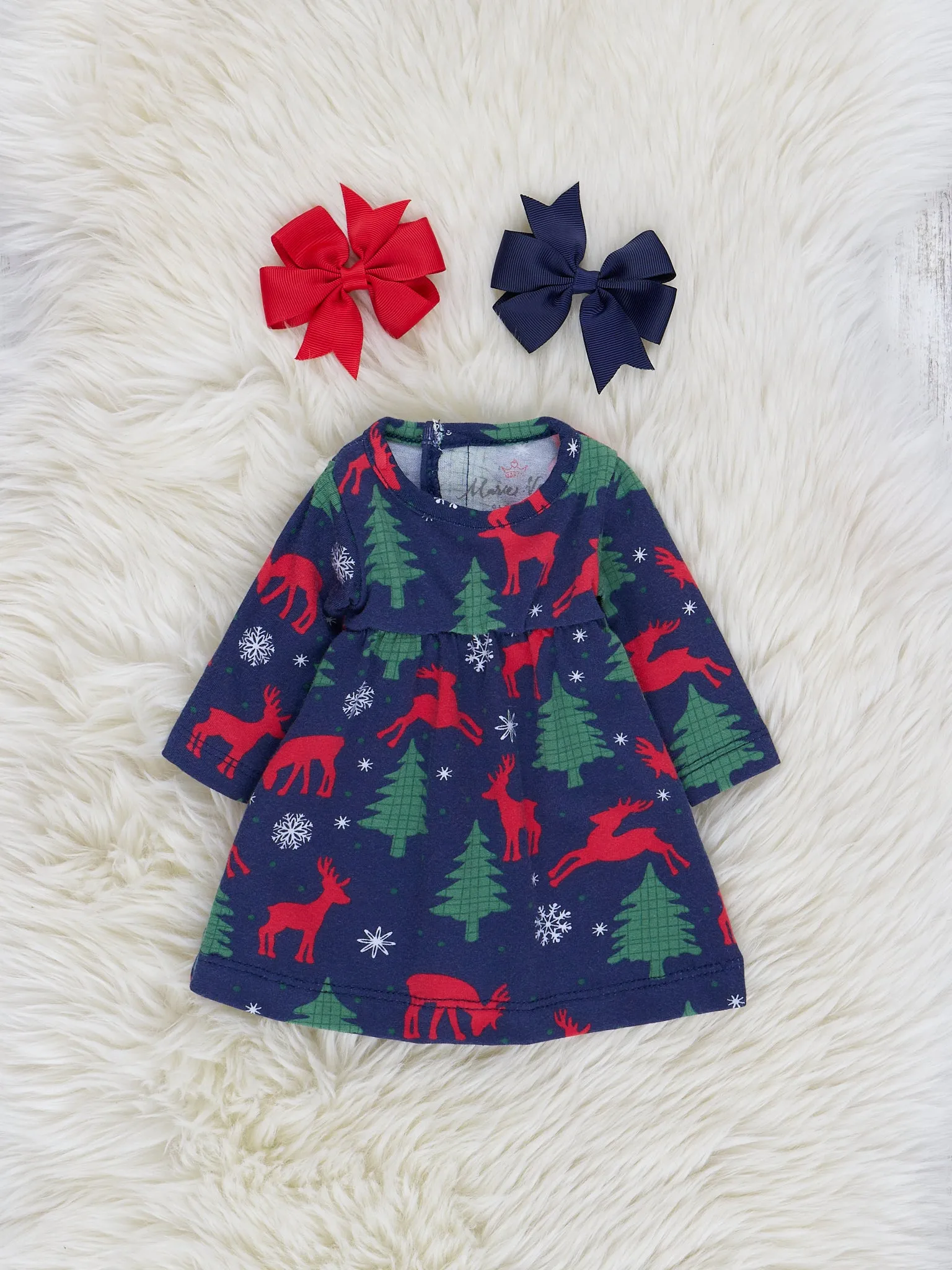 Navy Holiday Forest Baby Doll Night Gown