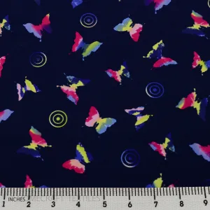 Navy Multi Butterflies Cotton Print