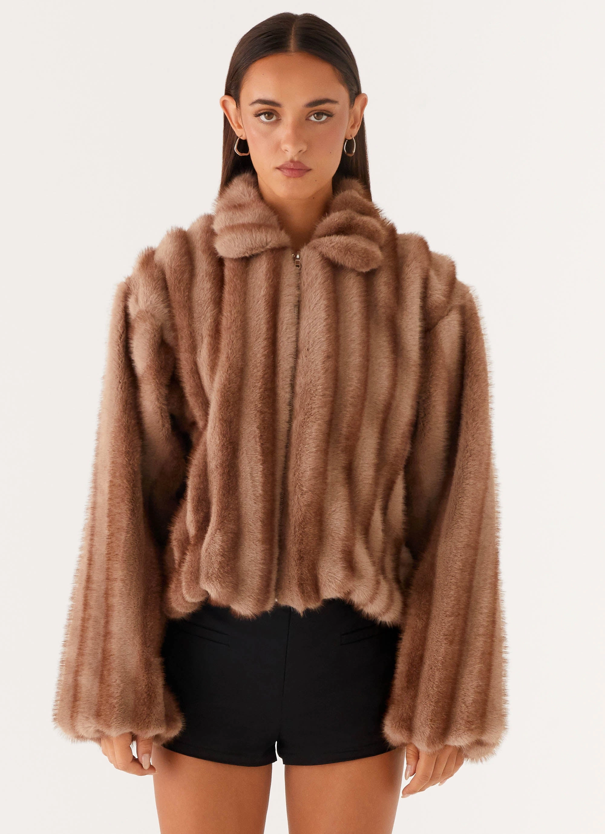 Event Naylor Faux Fur Jacket - Brown