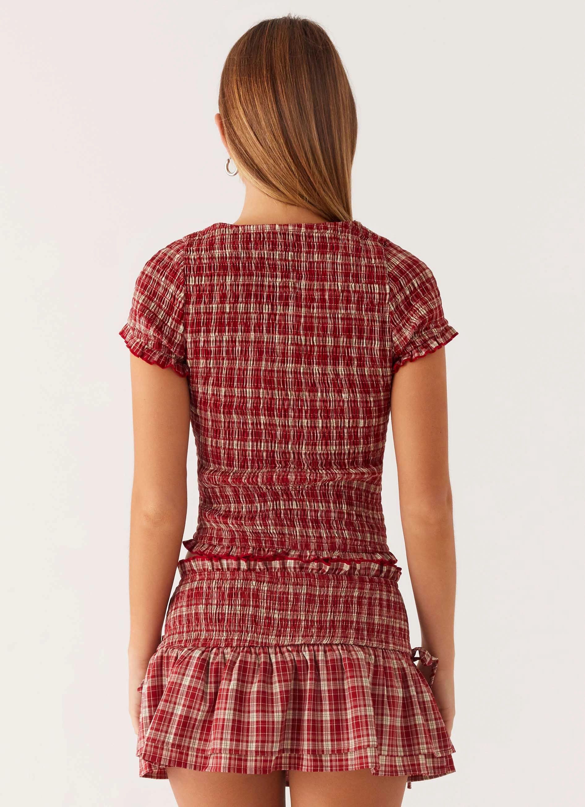 Lenore Mini Skirt - Ruby Check Light Mood