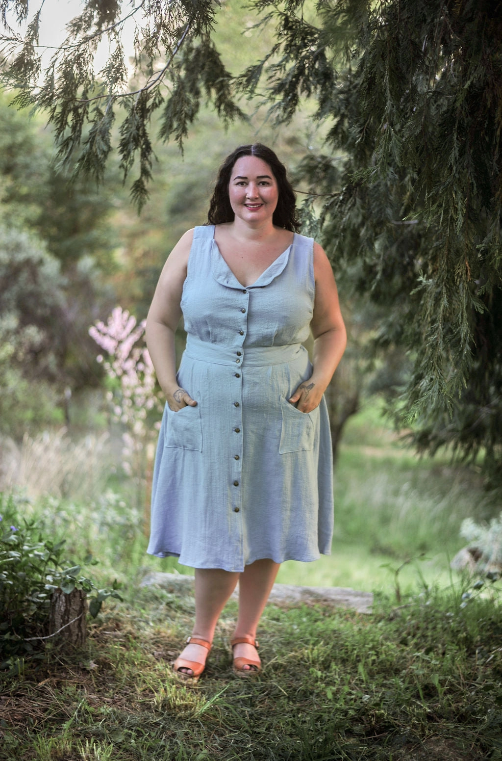 Sheet Dress in BB Blue Texture Cotton Work-to-Play Wear
