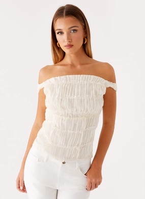 High Collar Option Nebula Top - Ivory