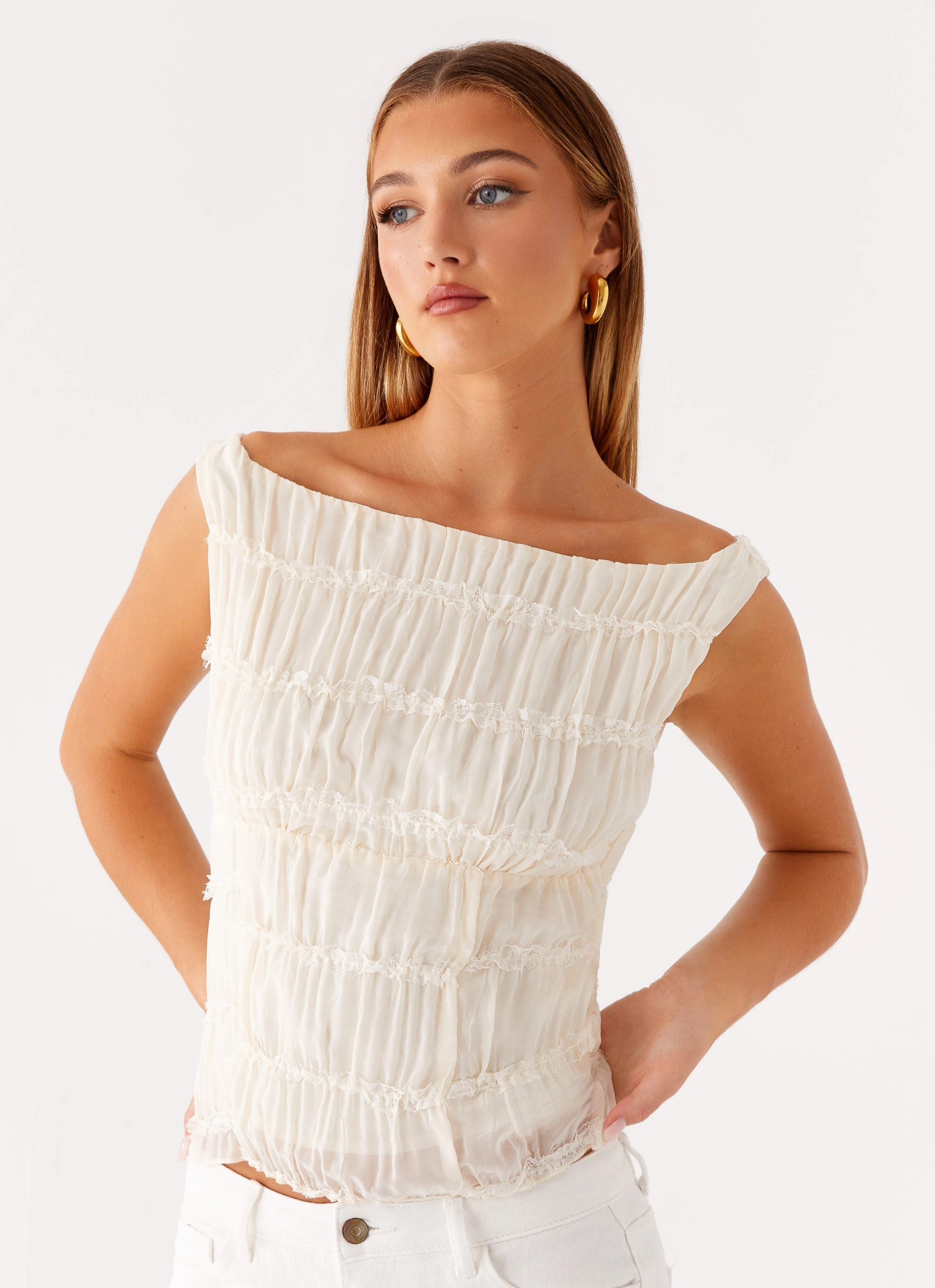 Nebula Top - Ivory Hidden Storage Pocket