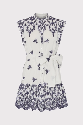 Neelie Floating Petals Eyelet Mini Dress Soft Profile Slimming Shape