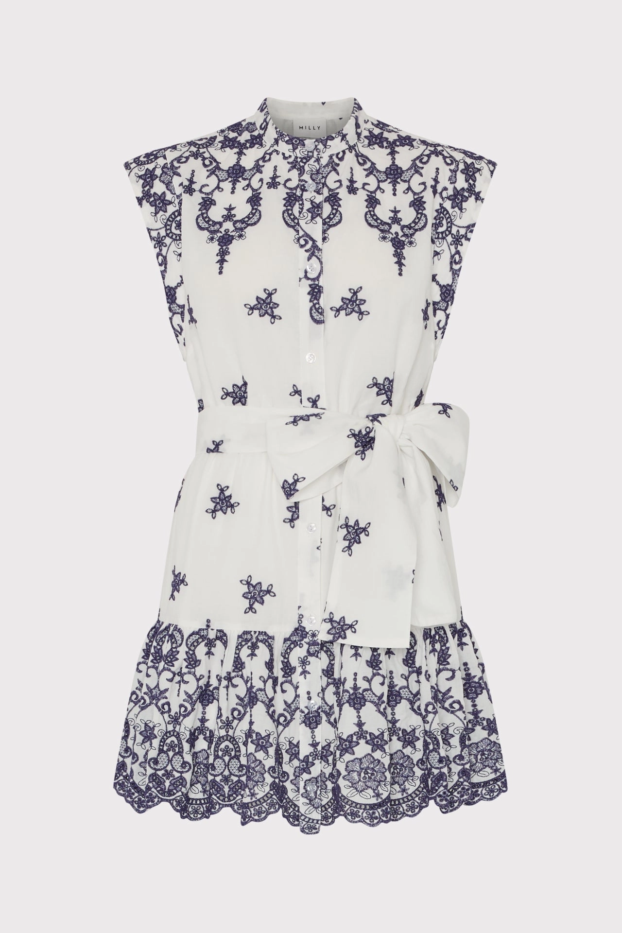 Neelie Floating Petals Eyelet Mini Dress Flawless Waist Fit Light Volume