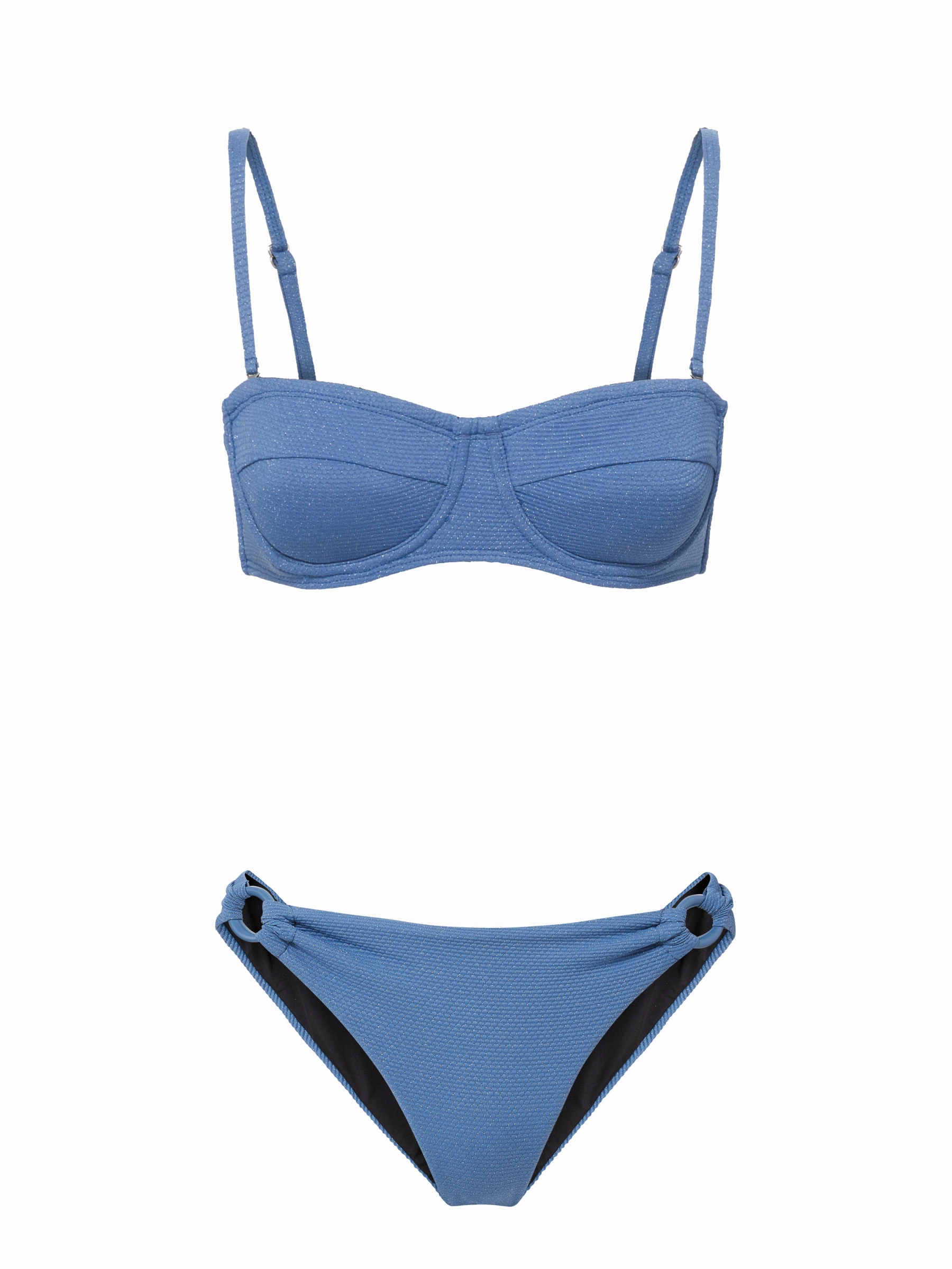 Nellie Top   Ring Trim Bottom in Steel Blue Metallic Fashion Conscious Swim