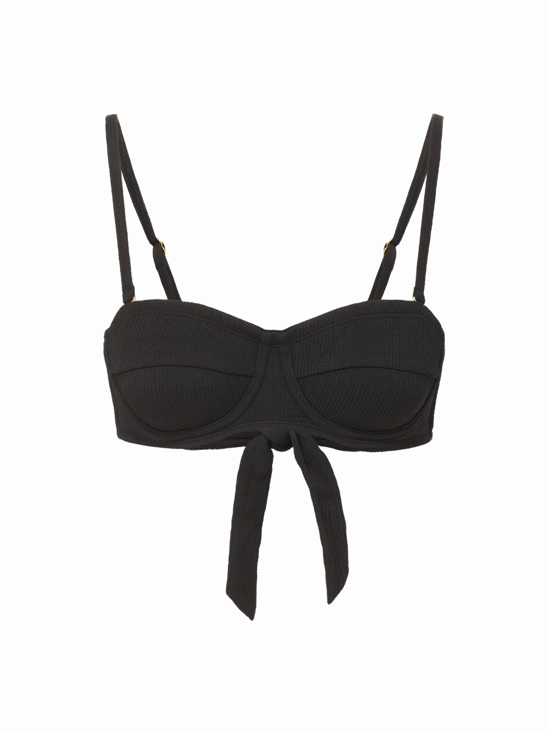 Beach Club Stretchy Swim Nellie Top In Black Texture