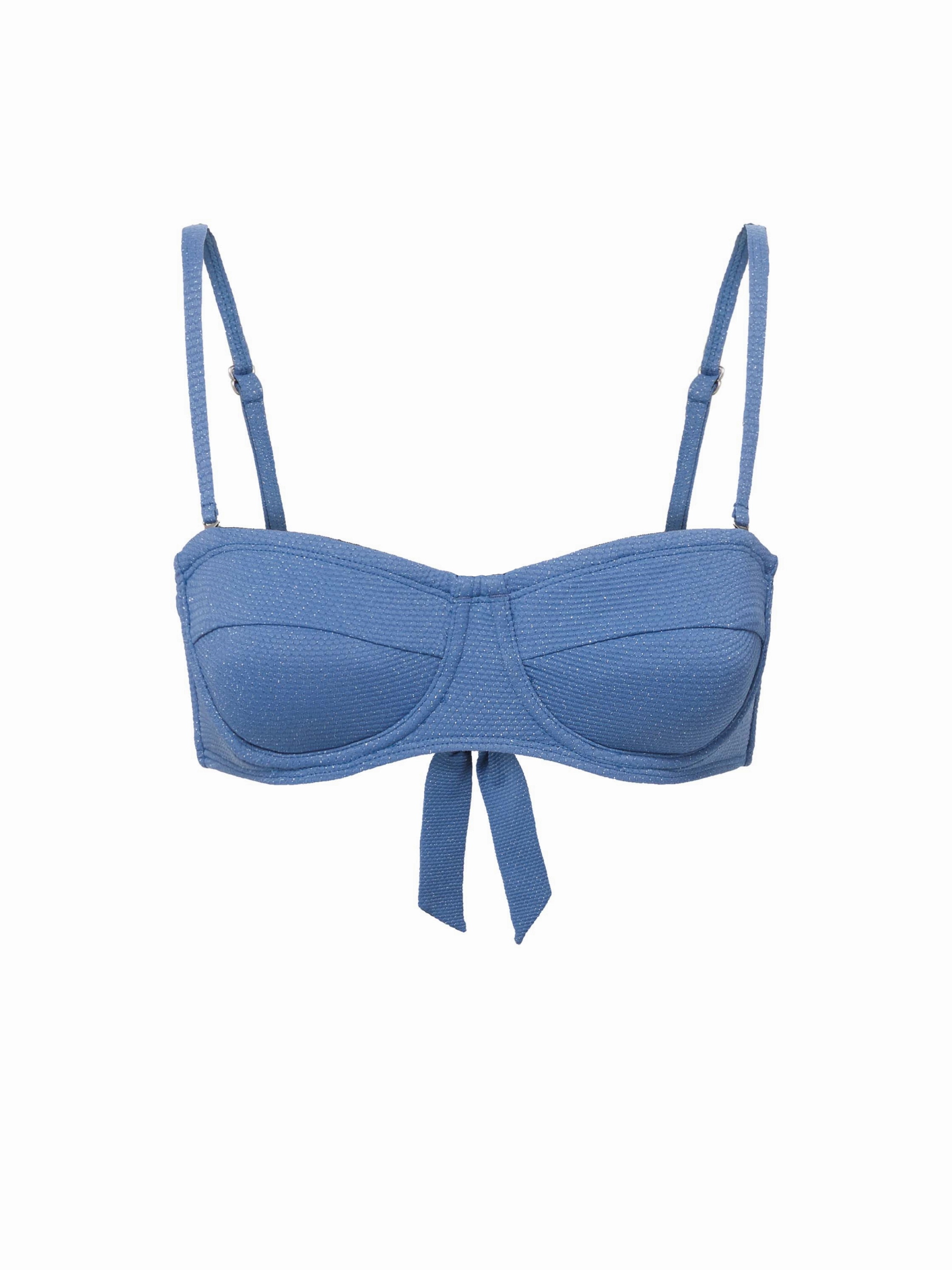 beach trip Nellie Top In Steel Blue Metallic Pique