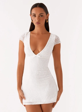 Nessa Mesh Mini Dress - White light colors