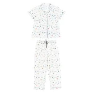 Nest Designs Women's Bamboo Jersey Short Sleeve Button-up PJ Set - Summer Graze