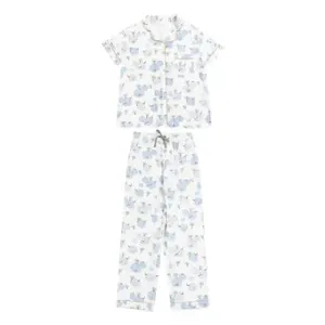 Nest Designs Women's Bamboo Jersey Short Sleeve Button-up PJ Set - Thirsty Tigers