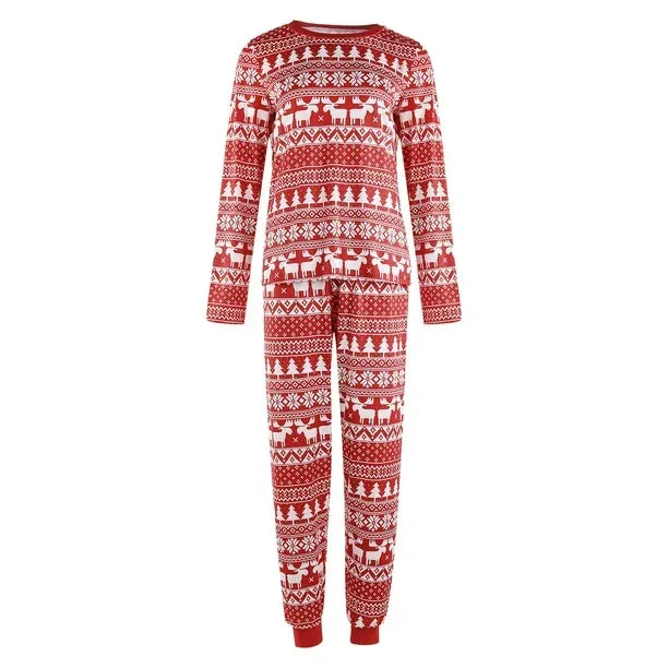 New Christmas Pajamas, Cartoon Elk Tree Snowflake Printed, WOMEN'S ONLY SZ 3X