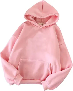 NEW JBWomen Japanese Harajuku Cartoon Anime Neko Cute Girl Sweatshirt Kawaii Hoodie solid pink no pattern, Oversized, Sz S