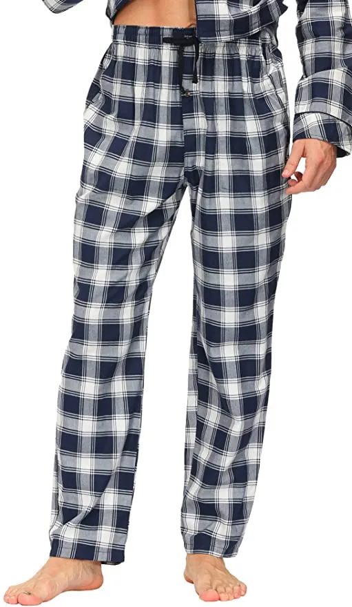 New MoFiz Men's Pajama Pants Sleep Lounge Pants 100% Cotton Blue Plaid, Sz 2XL! Retails $30 