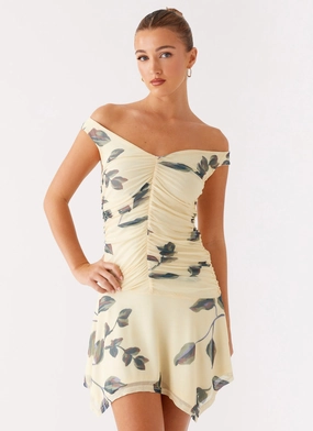 Josette Mini Dress - Buttercream Bliss Aesthetic Fit Hand Painted