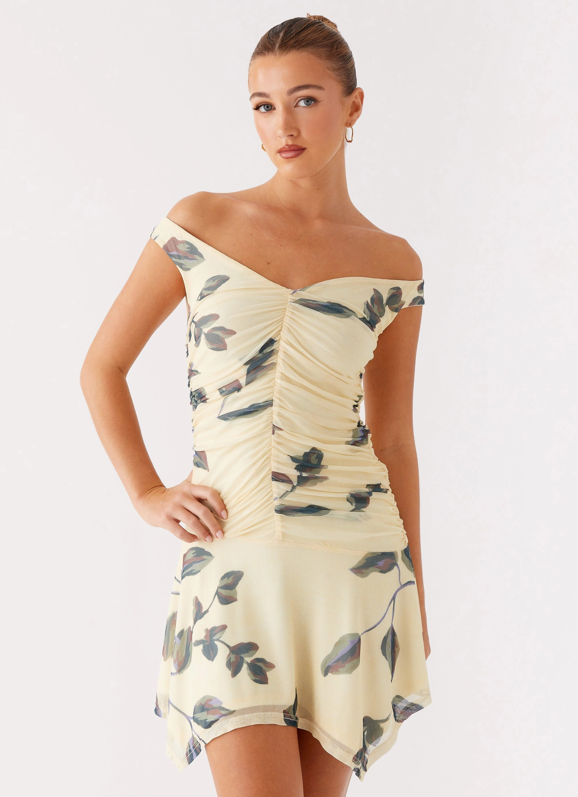 Josette Mini Dress - Buttercream Bliss Aesthetic Fit Hand Painted